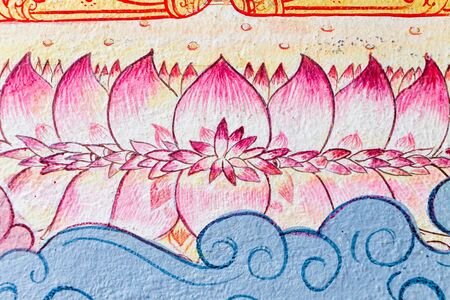 CHIANG MAI THAILAND - APRIL 15 : Traditional Thai style painting art on temple wall ,Watphadarabhirom a famous temple on April 15, 2015 in Chiangmai,Thailand.のeditorial素材