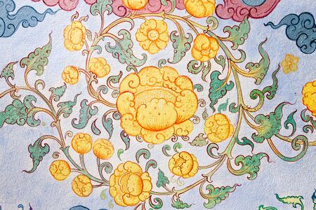 CHIANG MAI THAILAND - APRIL 15 : Traditional Thai style painting art on temple wall ,Watphadarabhirom a famous temple on April 15, 2015 in Chiangmai,Thailand.のeditorial素材