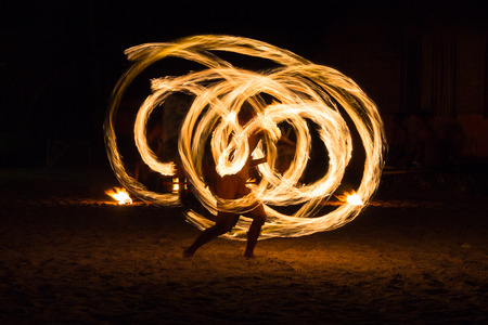 Man Fire Show on the beach ,Koh Kood ( Kood island ) THAILAND