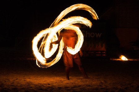 Man Fire Show on the beach ,Koh Kood ( Kood island ) THAILAND