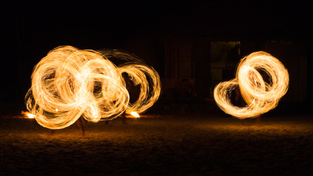 Man Fire Show on the beach ,Koh Kood ( Kood island ) THAILANDの写真素材