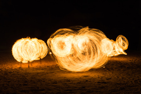 Man Fire Show on the beach ,Koh Kood ( Kood island ) THAILANDの写真素材