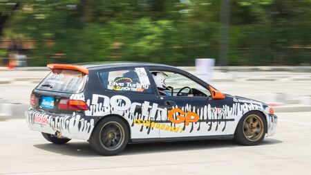 CHIANG MAI, THAILAND - JUNE 06: Undefined Drivers race wheel-to-wheel on Raceway (Temporary street ) , JUNE 06, 2015 in Chiang Mai, Thailand.のeditorial素材