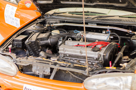 CHIANG MAI, THAILAND - JUNE 06: Detail of  Racing cars and Part of car engine , JUNE 06, 2015 in...