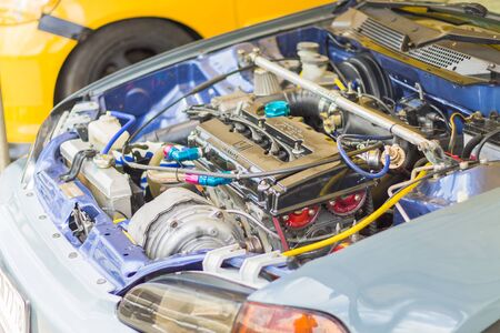 CHIANG MAI, THAILAND - JUNE 06: Detail of  Racing cars and Part of car engine , JUNE 06, 2015 in Chiang Mai, Thailand.のeditorial素材