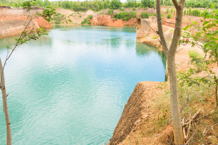 Grand canyon chiang mai ,quarry pond for swimming lake at  Chiang Mai, Thailandの写真素材