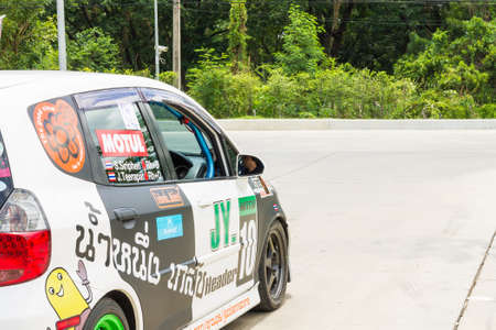 CHIANG MAI, THAILAND - JUNE 06: Undefined Drivers race wheel-to-wheel on Raceway (Temporary street ) , JUNE 06, 2015 in Chiang Mai, Thailand.のeditorial素材