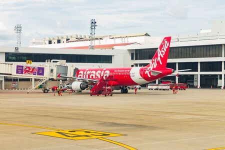 BANGKOK, THAILAND - August 22 : Airplane at Don Mueang International Airport on August 22 2015 in Bangkok, Thailand.のeditorial素材