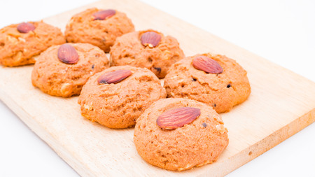Almond cookie on white backgroundの写真素材