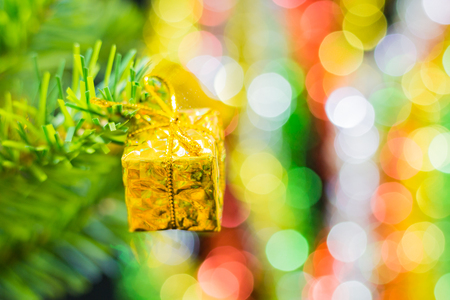 Christmas background with decorations on blur backgroundの写真素材