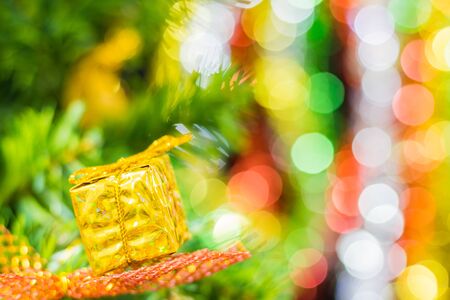 Christmas background with decorations on blur backgroundの写真素材