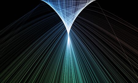 Abstract background with colorful wave on black backgroundの写真素材