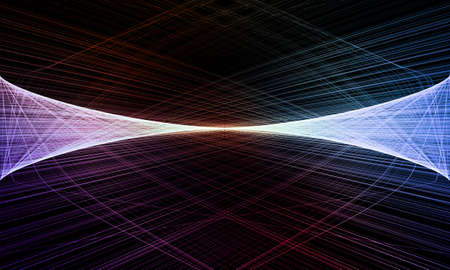 Abstract background with colorful wave on black backgroundの写真素材