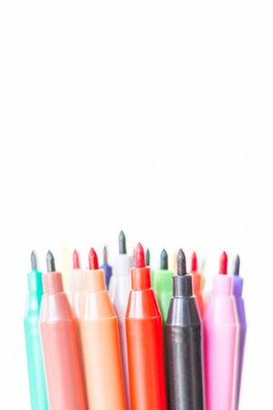 Color pen  on white backgroundの写真素材