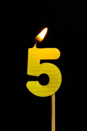 Birthday-anniversary candles showing Number. 5の写真素材