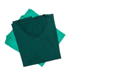 V-neck T-shirt isolated on white background with clipping pathの写真素材