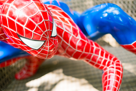 Chiang Mai , Thailand - Oct 13 : Close up Model of Spiderman in The Garden on October 13 , 2016 in Chiang Mai, Thailandのeditorial素材