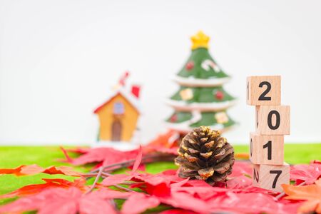 Merry Christmas and happy new year background  and number 2017 textの写真素材