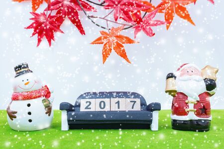Merry Christmas and happy new year background  and number 2017 text