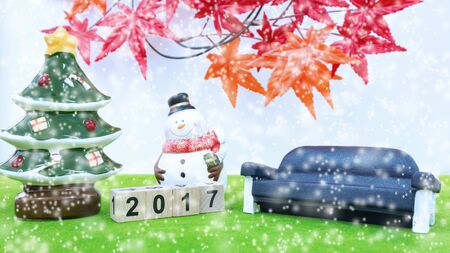 Merry Christmas and happy new year background  and number 2017 textの写真素材