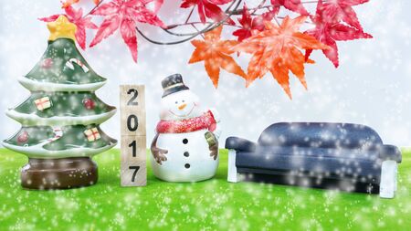 Merry Christmas and happy new year background  and number 2017 textの写真素材