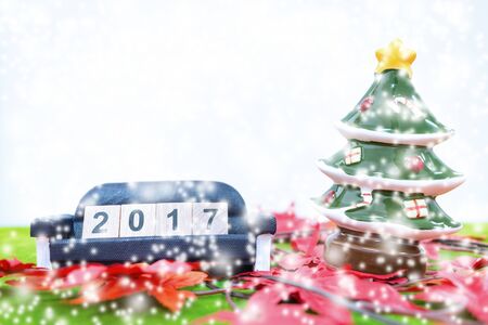 Merry Christmas and happy new year background  and number 2017 text