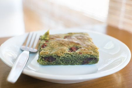 Brownie matcha green tea with red beanの写真素材