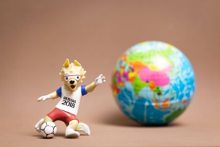 Chiang Mai, THAILAND 11 June 2018 : Wolf Zabivaka, The official mascot of the 2018 FIFA World Cup...