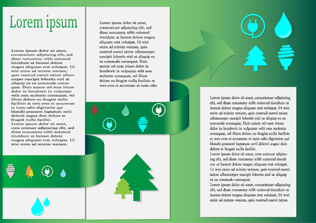 World Environmental Protection Green Energy Ecology Infographics Banner With Copy Space Vector Illustrationのイラスト素材