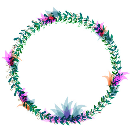 Colourful Leaf frame isolated on white background , vector illustration.のイラスト素材