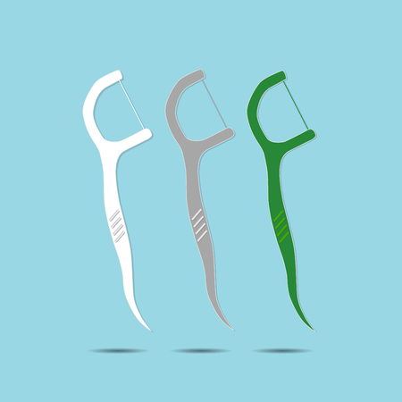 Set of Toothpick isolated on blue background , vector illustrationのイラスト素材