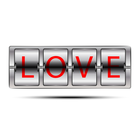 Word âLOVEâ on Flip Board Panel Concept. isolated on white background. vector illustrationのイラスト素材
