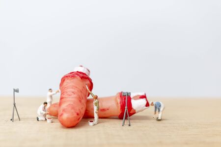 Miniature people :  Painters colouring  Bloody Fake finger for Halloween Party Props Decorations.の写真素材