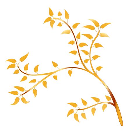 Golden Tree and leaf  Isolated On white Background, Vector Illustration&#xD;のイラスト素材