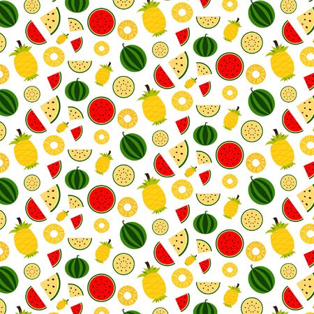 Cute fruit pattern isolated on white background for summer background, Vector illustrationのイラスト素材