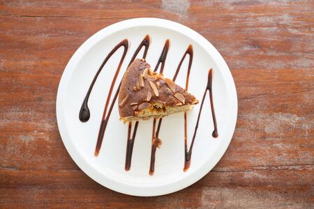 Homemade Almond banana bread on tableの写真素材