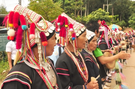 CHIANG RAI, THAILAND - SEP 2 : Swing Festival  Rams spawned Annual festival of Akha Akha Chiang Rai Association on 2 September 2010 at Baan Saen Jai , Mae Salong , Mae Fah Luang, Chiang Rai, Thailandのeditorial素材