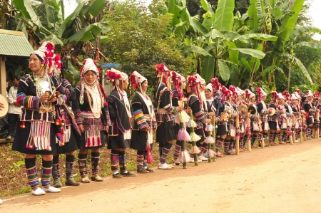 CHIANG RAI, THAILAND - SEP 2 : Swing Festival  Rams spawned Annual festival of Akha Akha Chiang Rai Association on 2 September 2010 at Baan Saen Jai , Mae Salong , Mae Fah Luang, Chiang Rai, Thailandのeditorial素材