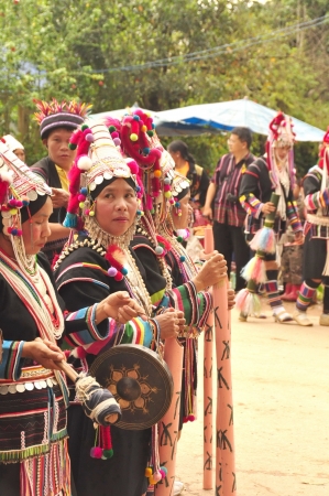 CHIANG RAI, THAILAND - SEP 2 : Swing Festival  Rams spawned Annual festival of Akha Akha Chiang Rai Association on 2 September 2010 at Baan Saen Jai , Mae Salong , Mae Fah Luang, Chiang Rai, Thailandのeditorial素材