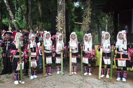 CHIANG RAI, THAILAND - SEP 2 : Swing Festival  Rams spawned Annual festival of Akha Akha Chiang Rai Association on 2 September 2010 at Baan Saen Jai , Mae Salong , Mae Fah Luang, Chiang Rai, Thailandのeditorial素材