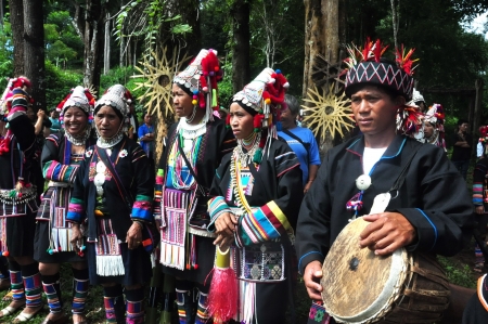 CHIANG RAI, THAILAND - SEP 2 : Swing Festival  Rams spawned Annual festival of Akha Akha Chiang Rai Association on 2 September 2010 at Baan Saen Jai , Mae Salong , Mae Fah Luang, Chiang Rai, Thailandのeditorial素材