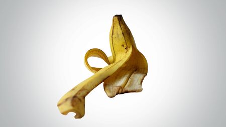 Banana Peel on White Background, Banana Peel, Banana Fruit Concept,の写真素材