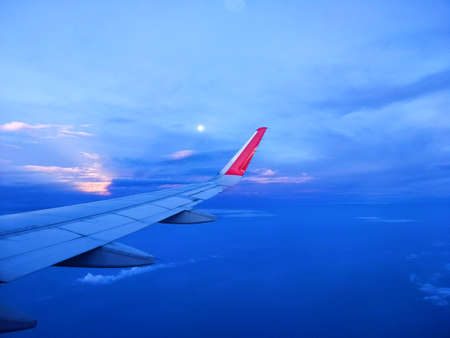 Window View of Airplane, Airplane With Sky, Window Airplaneの写真素材
