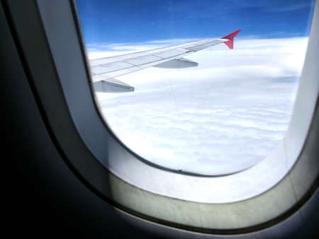 Window View of Airplane, Airplane With Sky, Window Airplaneの写真素材