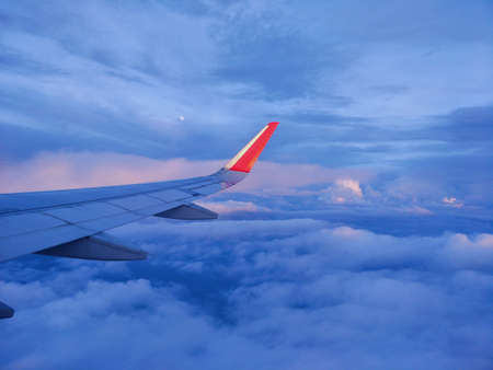 Window View of Airplane, Airplane With Sky, Window Airplaneの写真素材