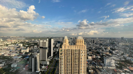 High Angle View of Landscape With Architecture, City With Building,の写真素材