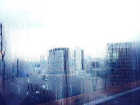 Rain Drop With City, Rainy Dayの写真素材