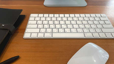 Working, Computer With Stationary On Table, Key Board Computer With Stationaryの写真素材