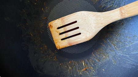 Stain on Pan Background, Cooking With Stain, Stain Texture, Copy Space...,の写真素材
