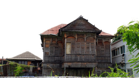 Old wooden house in the old townの写真素材